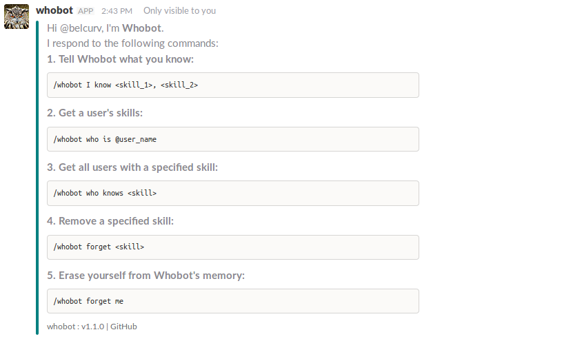 Whobot help